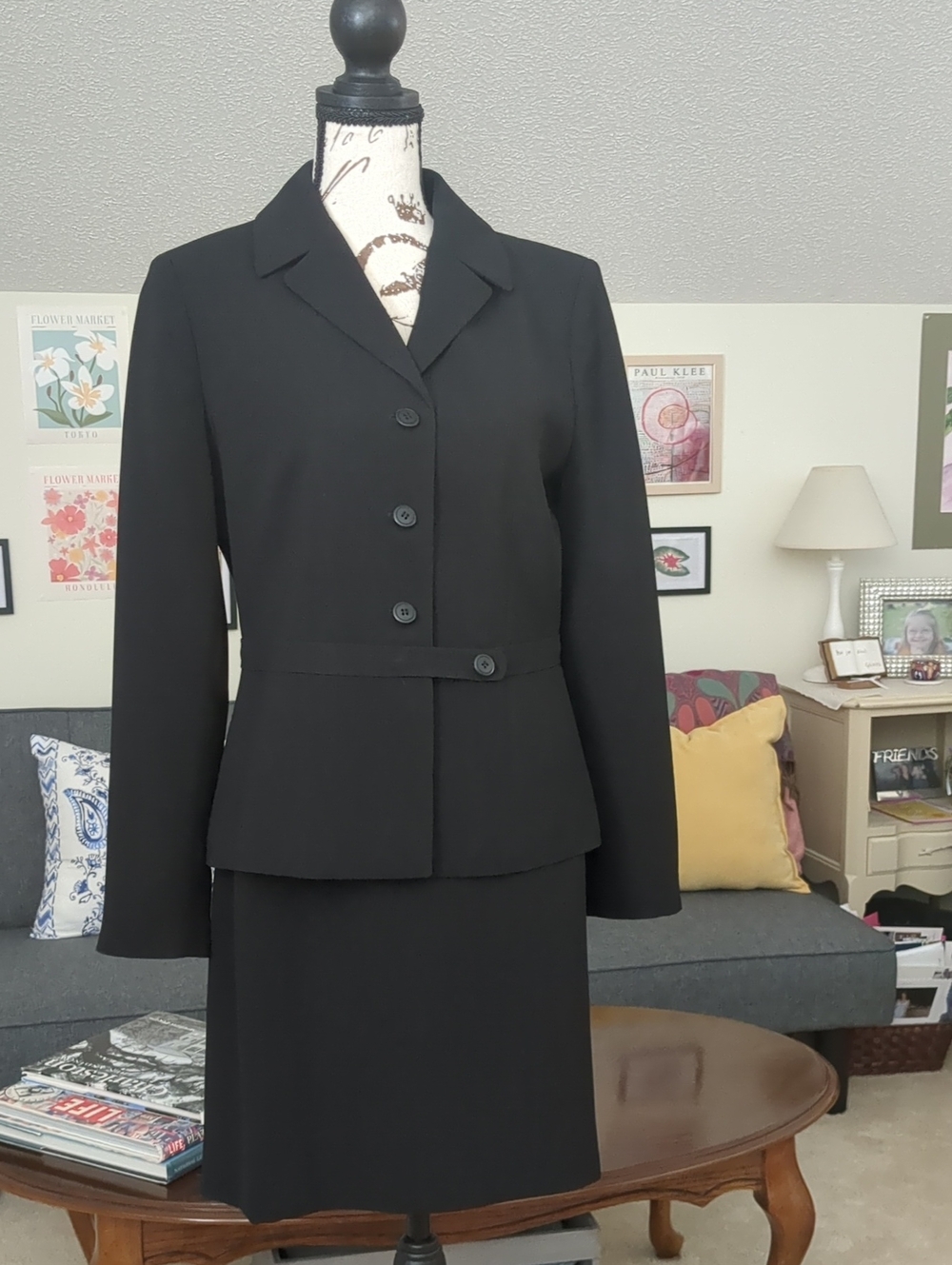 Y2K Petite Sophisticate Black Classic Blazer & Skirt Set